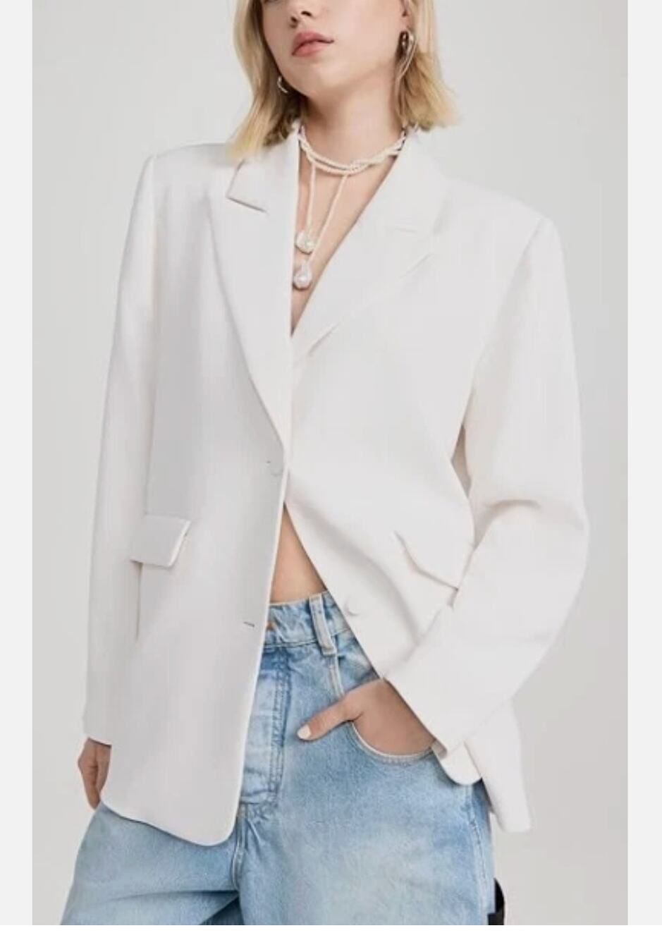 Good American Tuxedo Blazer White Size L